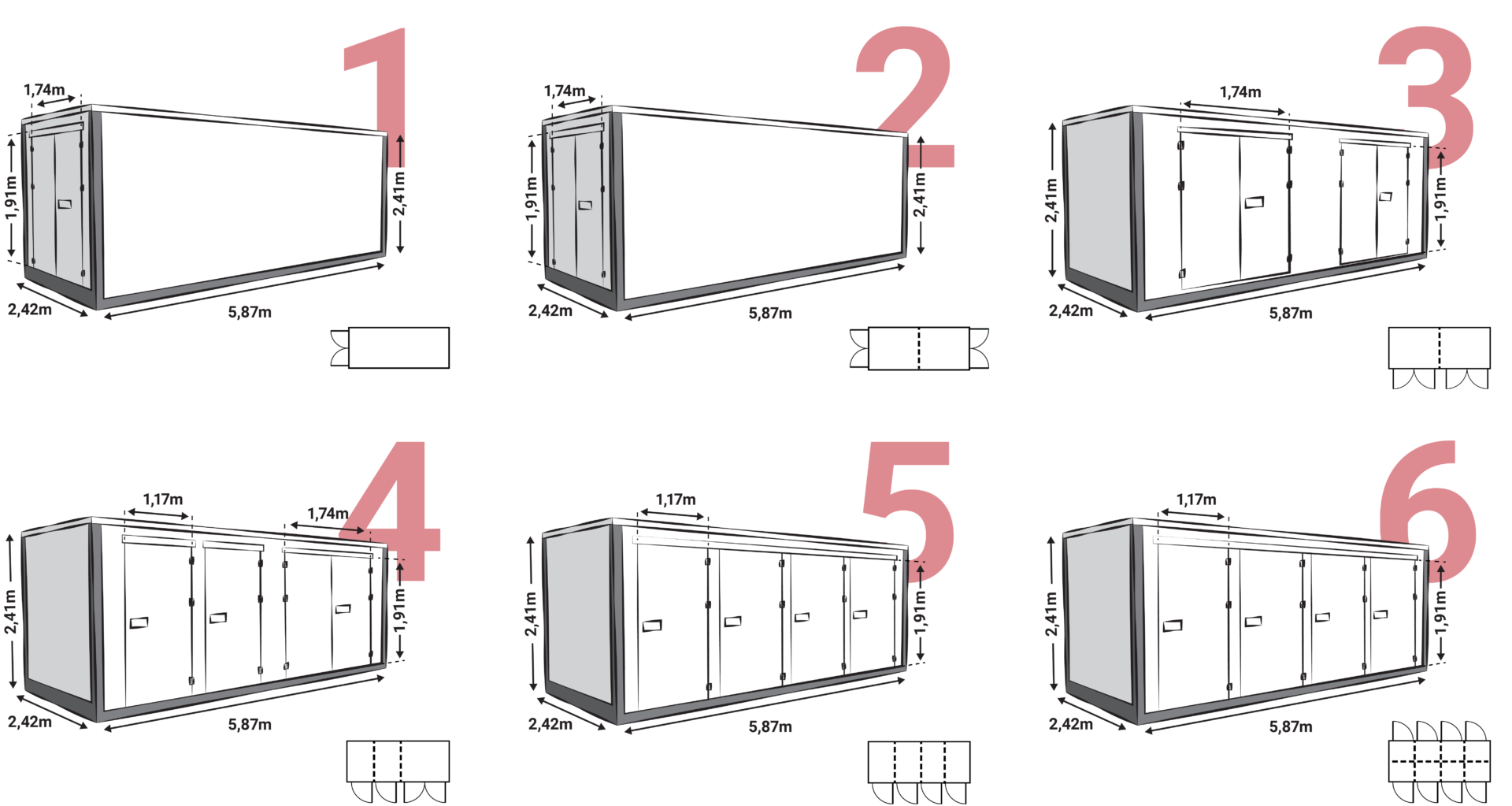 Z Boxes numérotées rouge